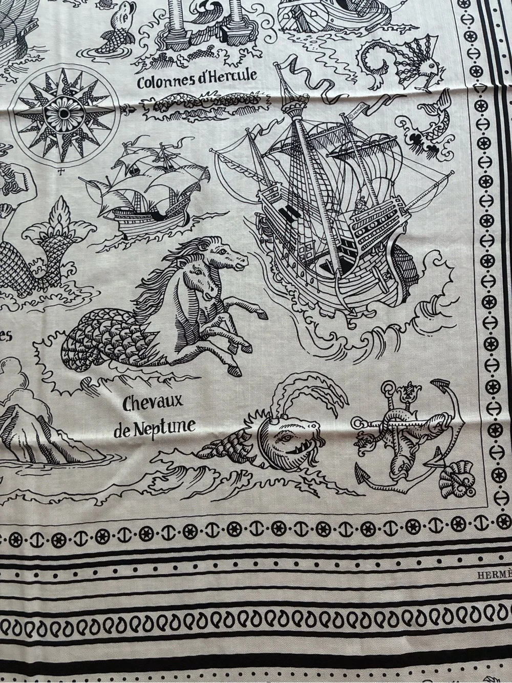 Hermes Tatouages Marins Bandana 140vm Cashmere/Silk NWT